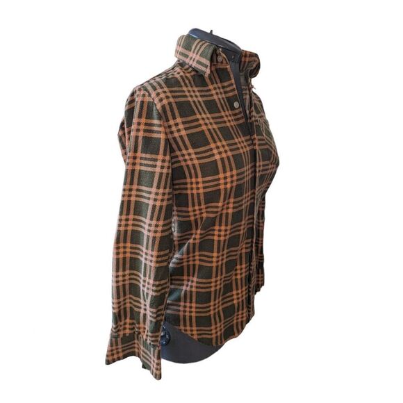 Highlander Flannel by Bud Berma green‎ and orange flannel top - Picture 2 of 4